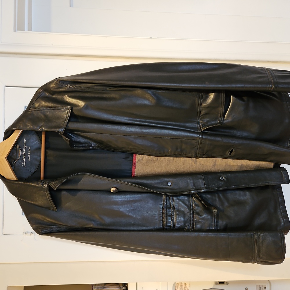Ferragamo leather jacket 48